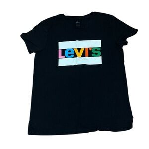 Levi's Women’s Black T-Shirt with Multicolor Logo, Small